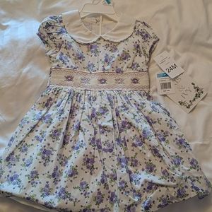 Purple and White Floral Dress 24 months